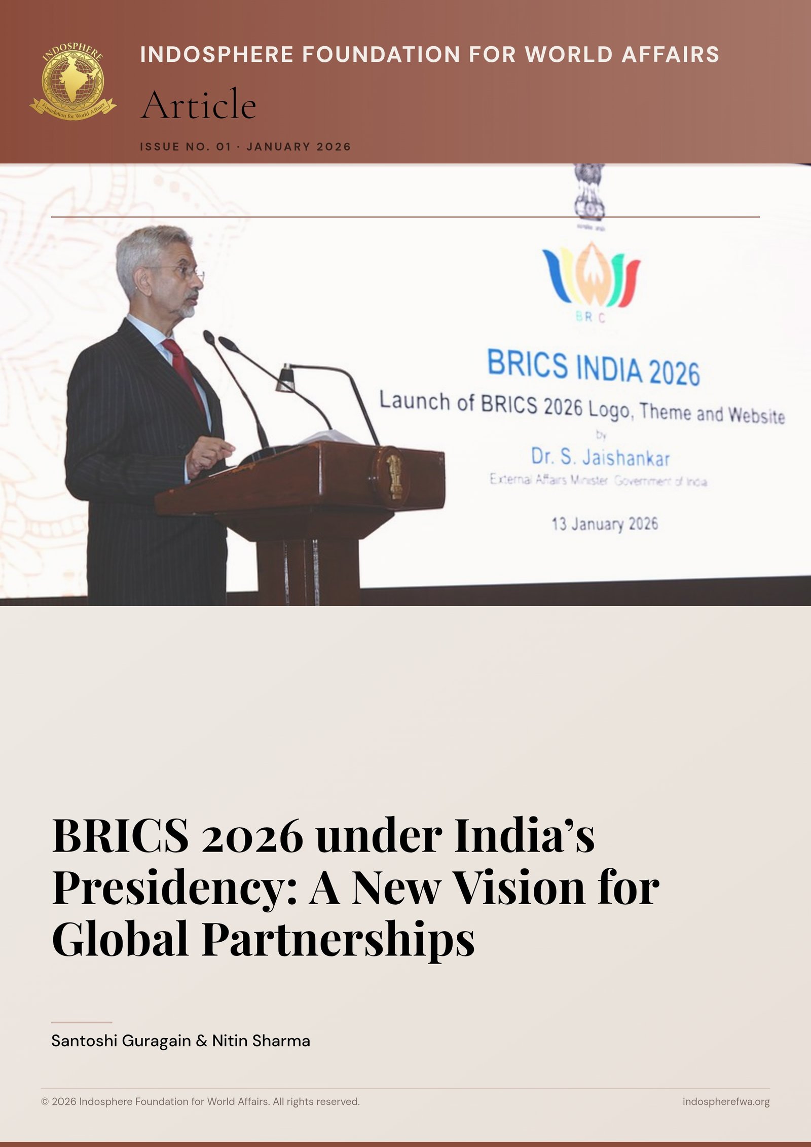 BRICS 2026 under India’s Presidency: A New Vision for Global Partnerships
